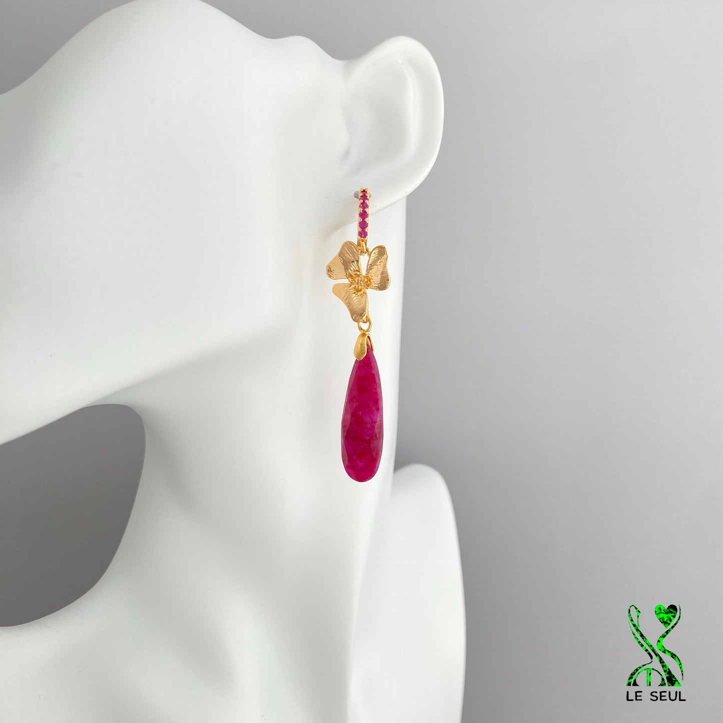 Red Ruby Gemstone Earrings, Handmade Jewelry