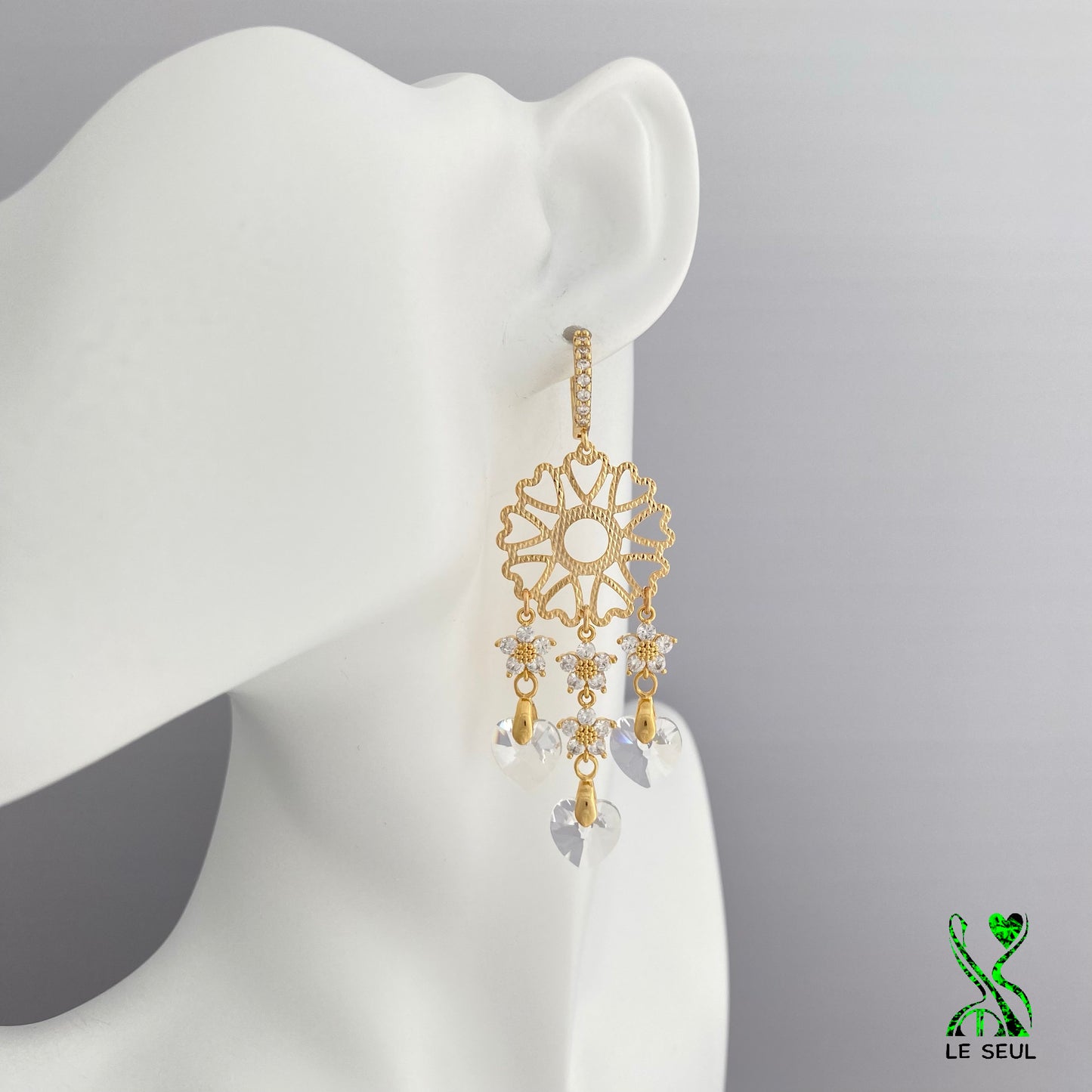 Swarovski Xilion Heart Earrings, Handmade Jewelry