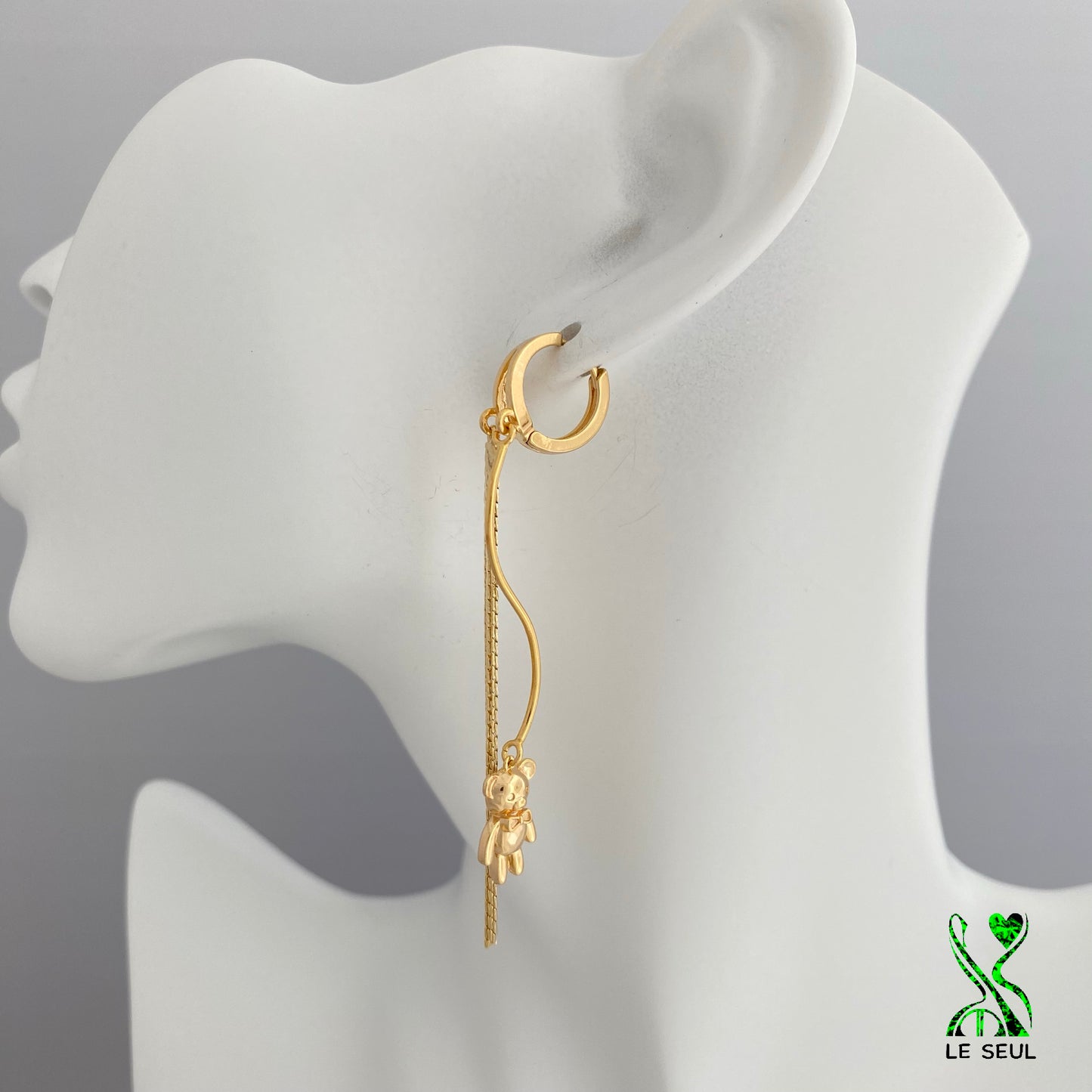 Teddy Bear Chain Earrings, Handmade Jewelry