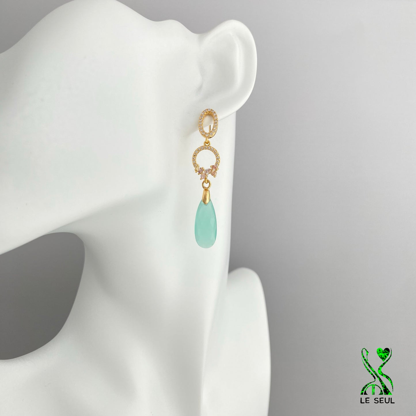 Aqua Chalcedony Earrings, Handmade Jewelry