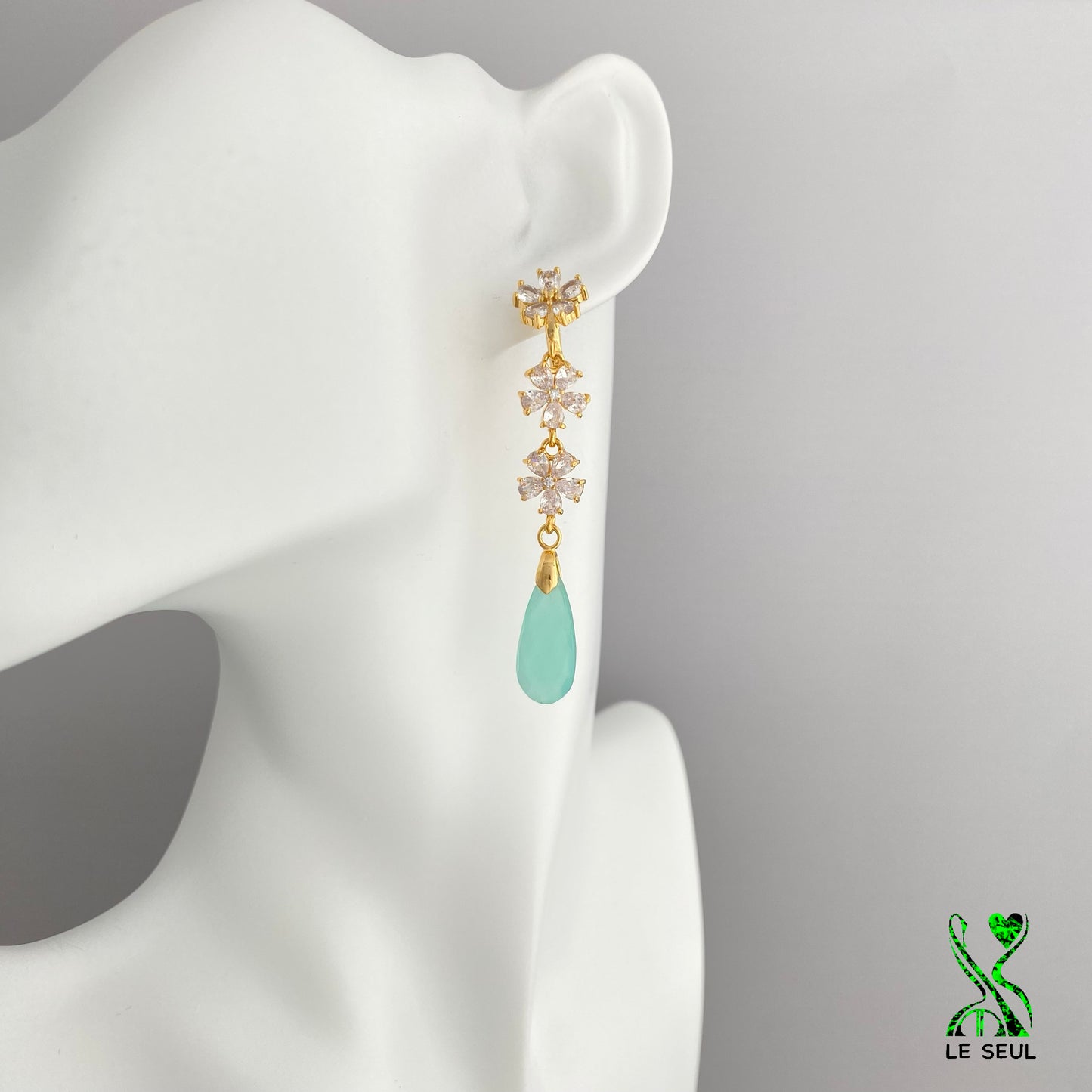 Aqua Chalcedony Earrings, Handmade Jewelry