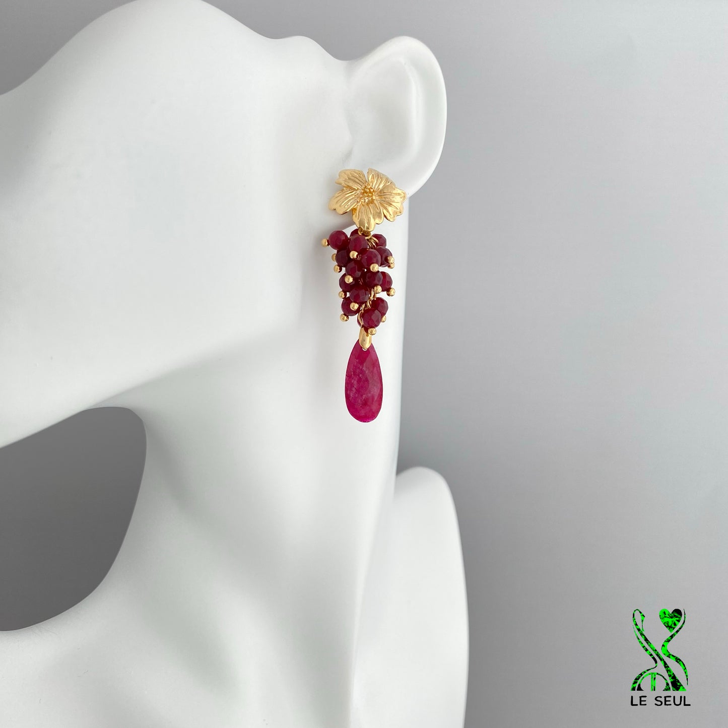 Red Ruby Gemstone Earrings, Handmade Jewelry