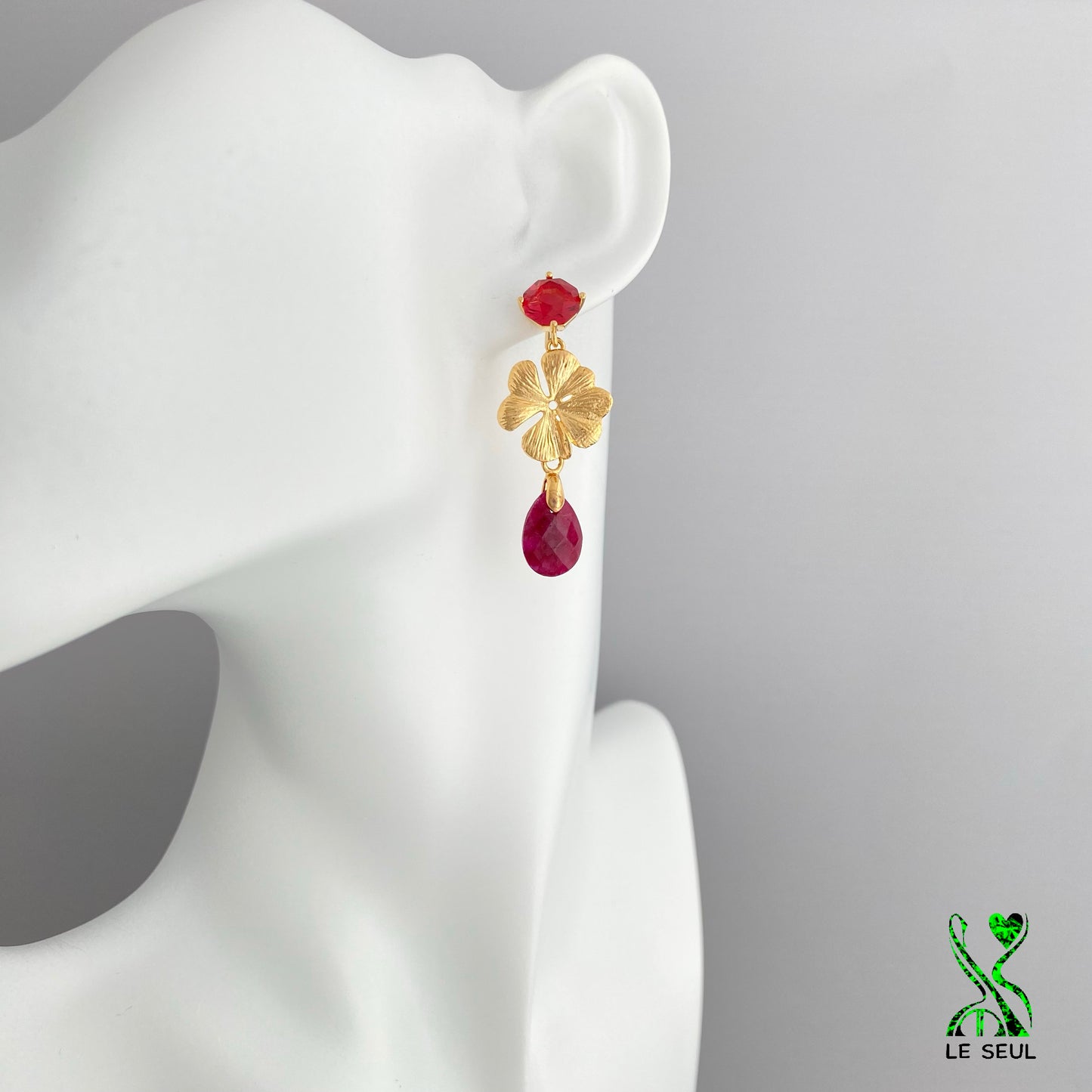 Red Ruby Gemstone Earrings, Handmade Jewelry