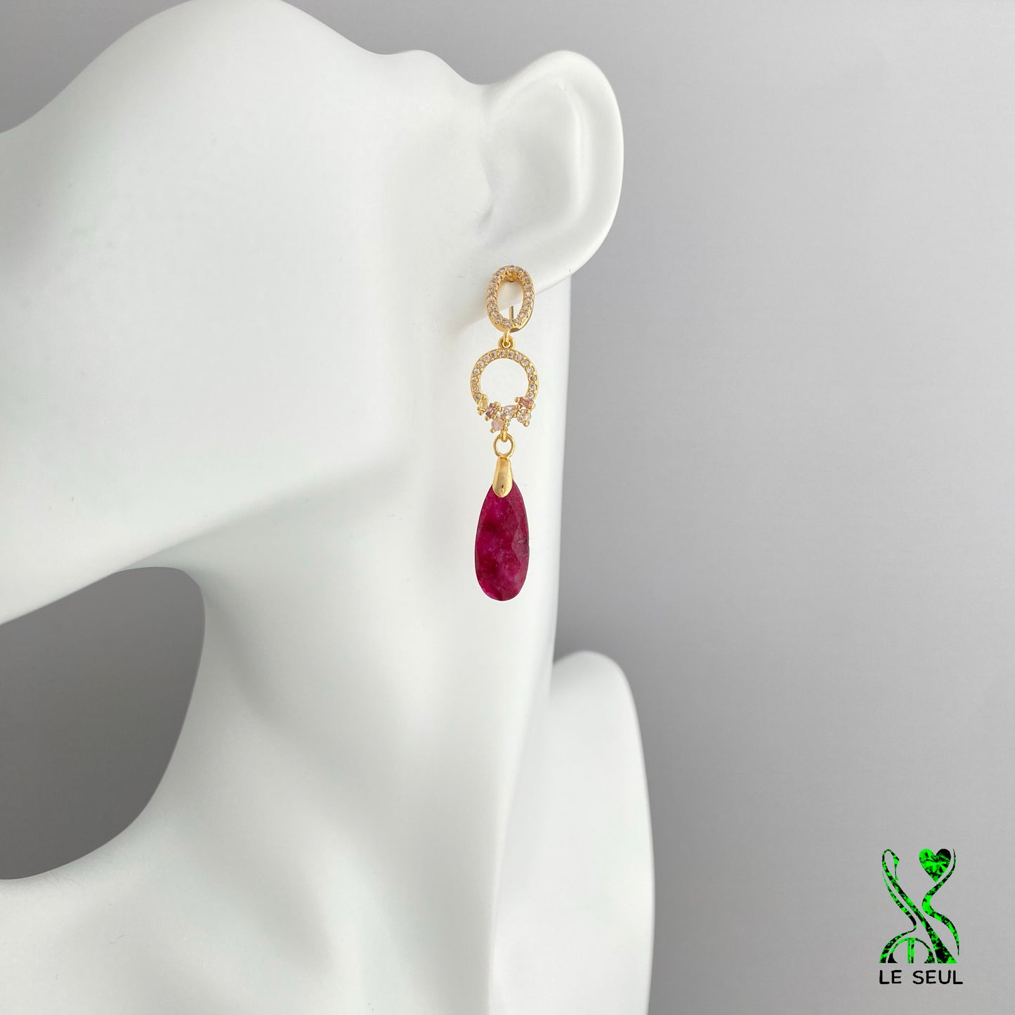 Red Ruby Gemstone Earrings, Handmade Jewelry
