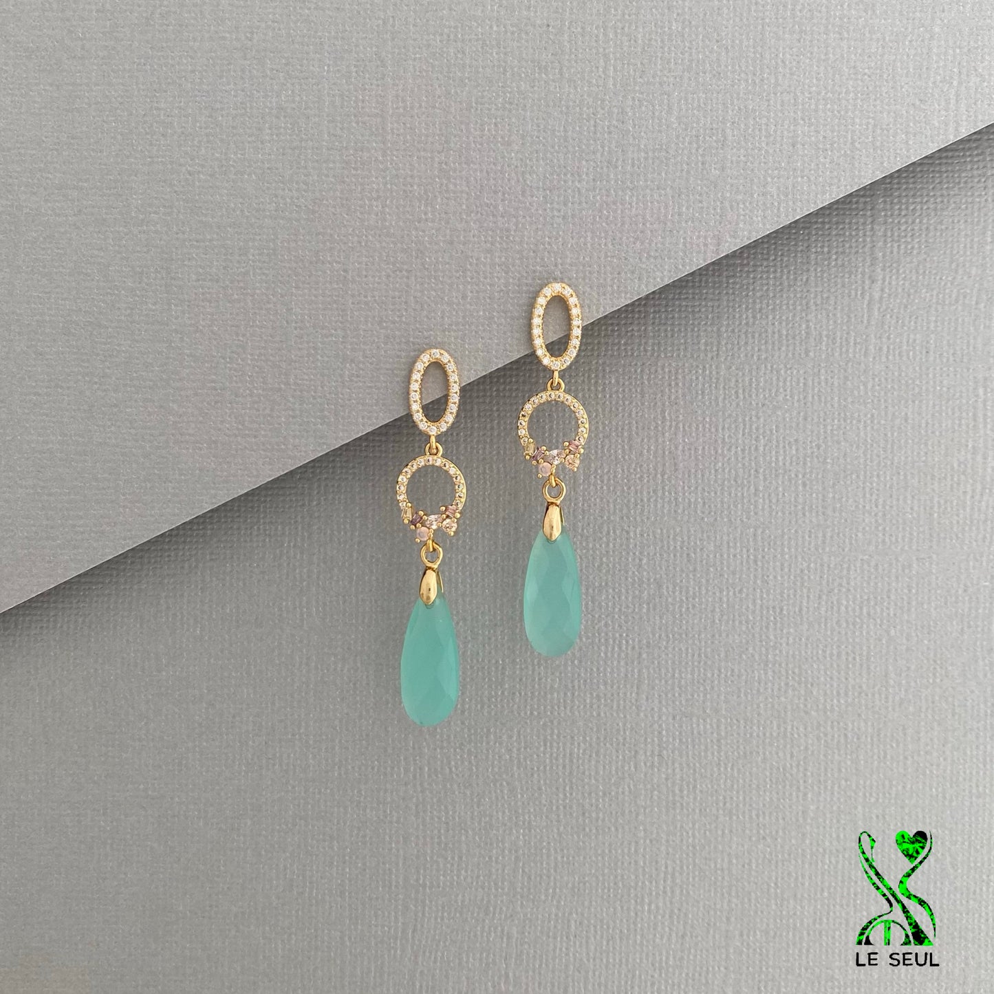 Aqua Chalcedony Earrings, Handmade Jewelry