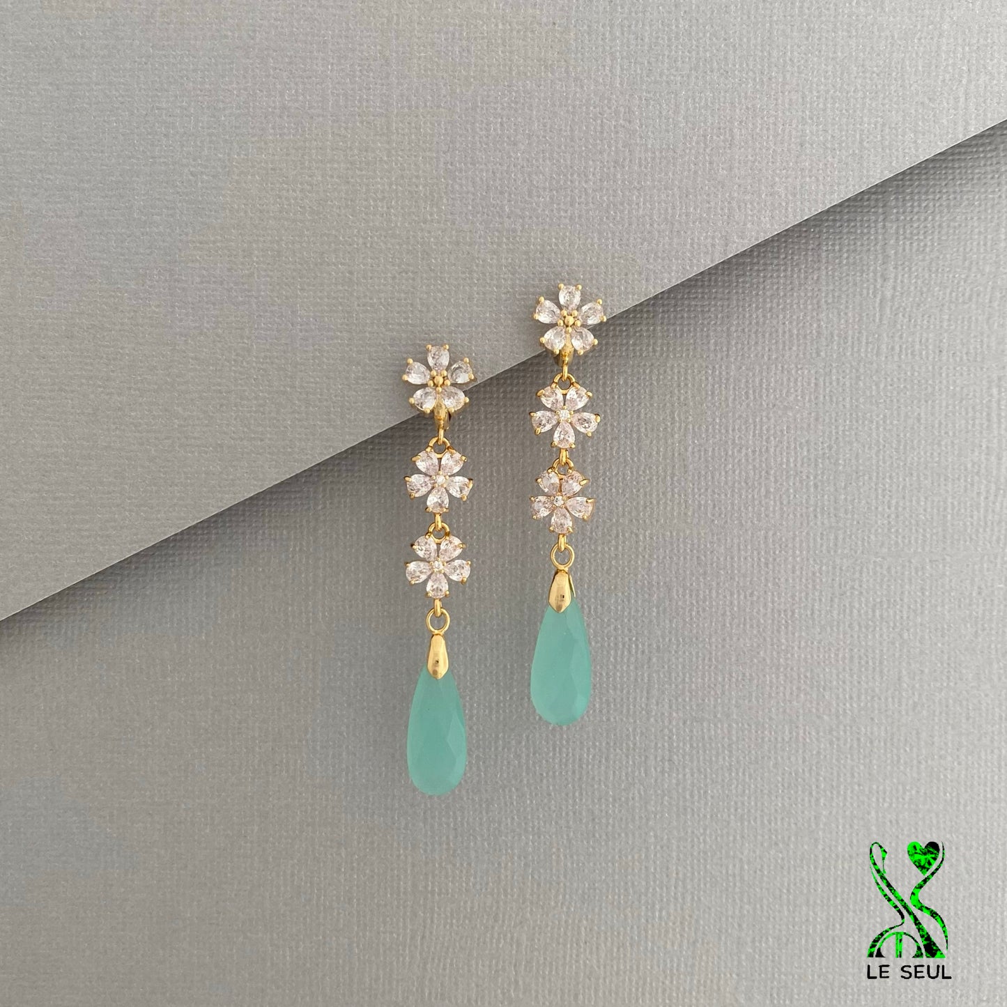 Aqua Chalcedony Earrings, Handmade Jewelry