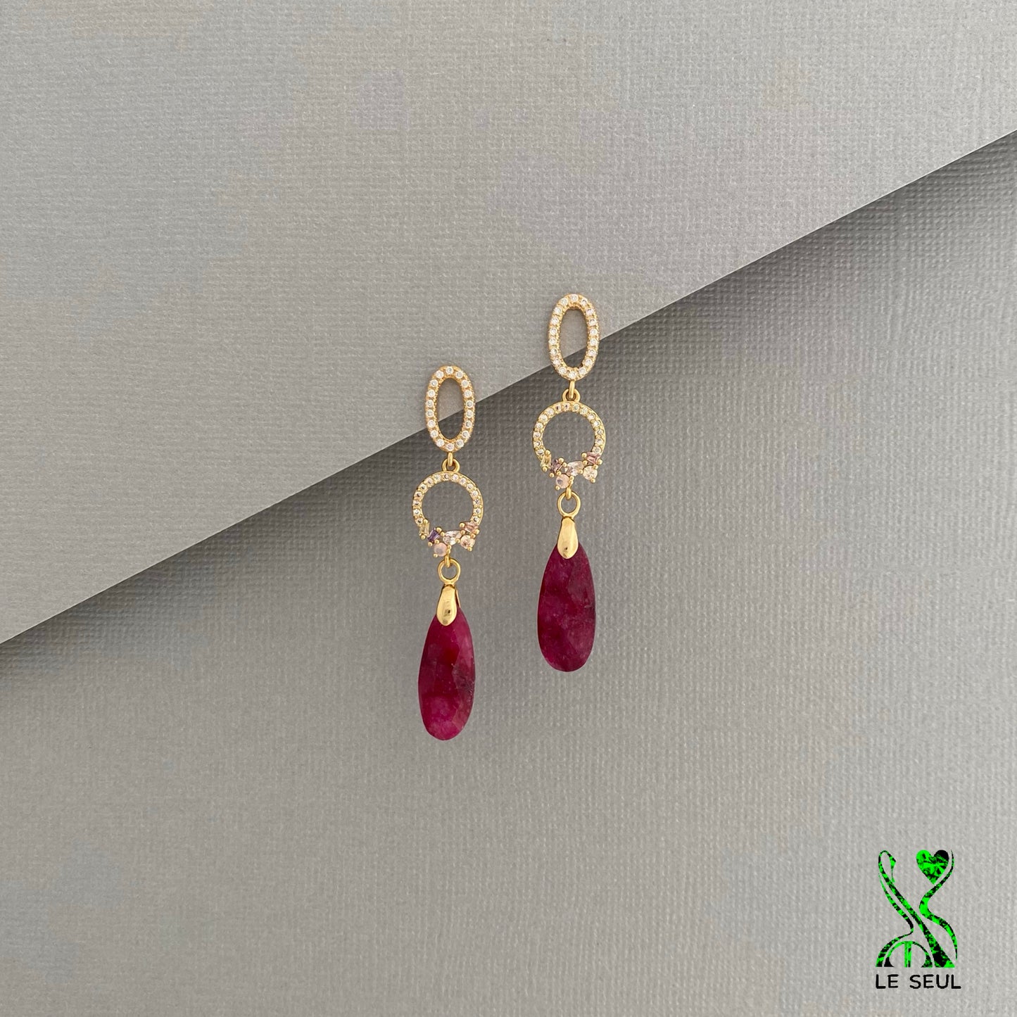 Red Ruby Gemstone Earrings, Handmade Jewelry