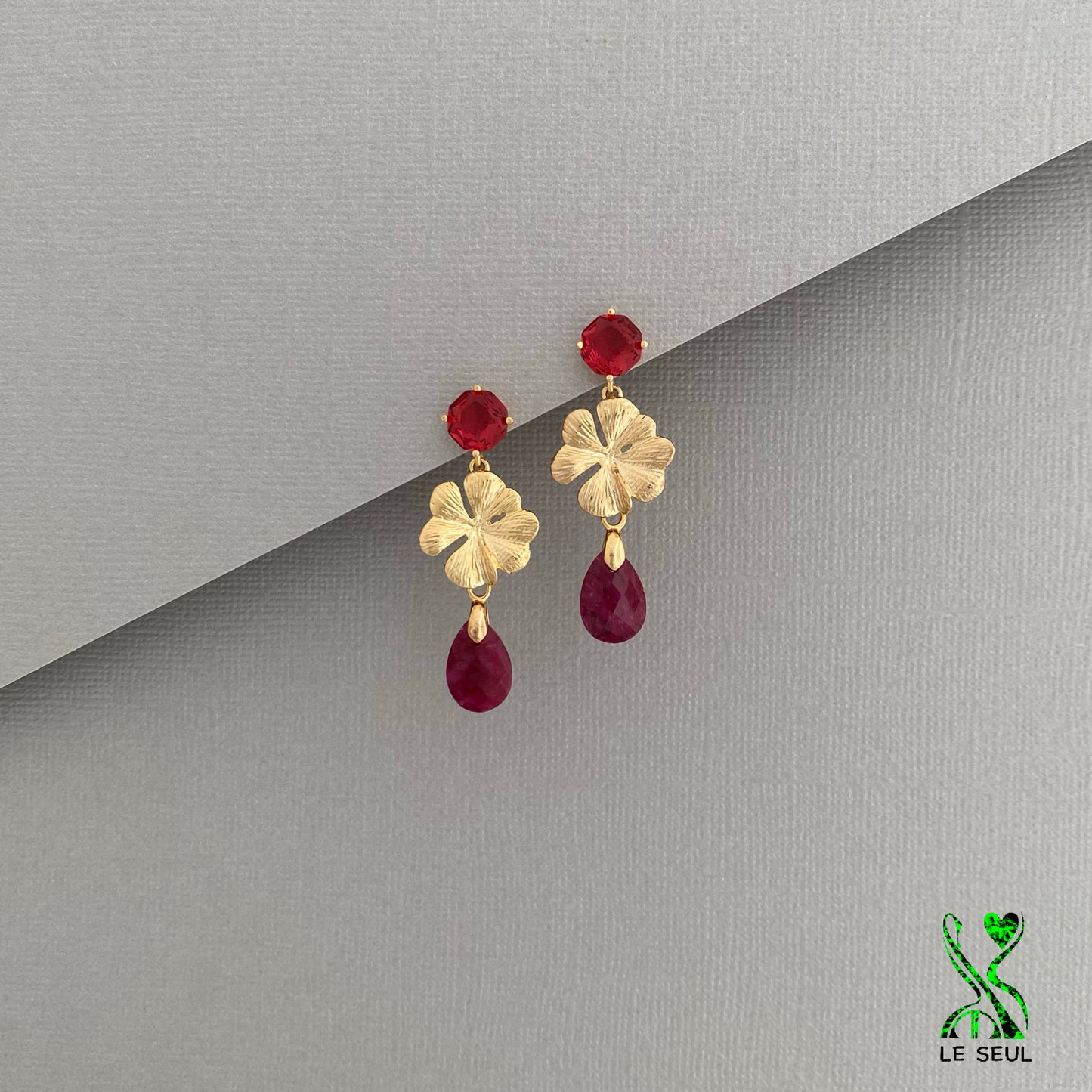Red Ruby Gemstone Earrings, Handmade Jewelry