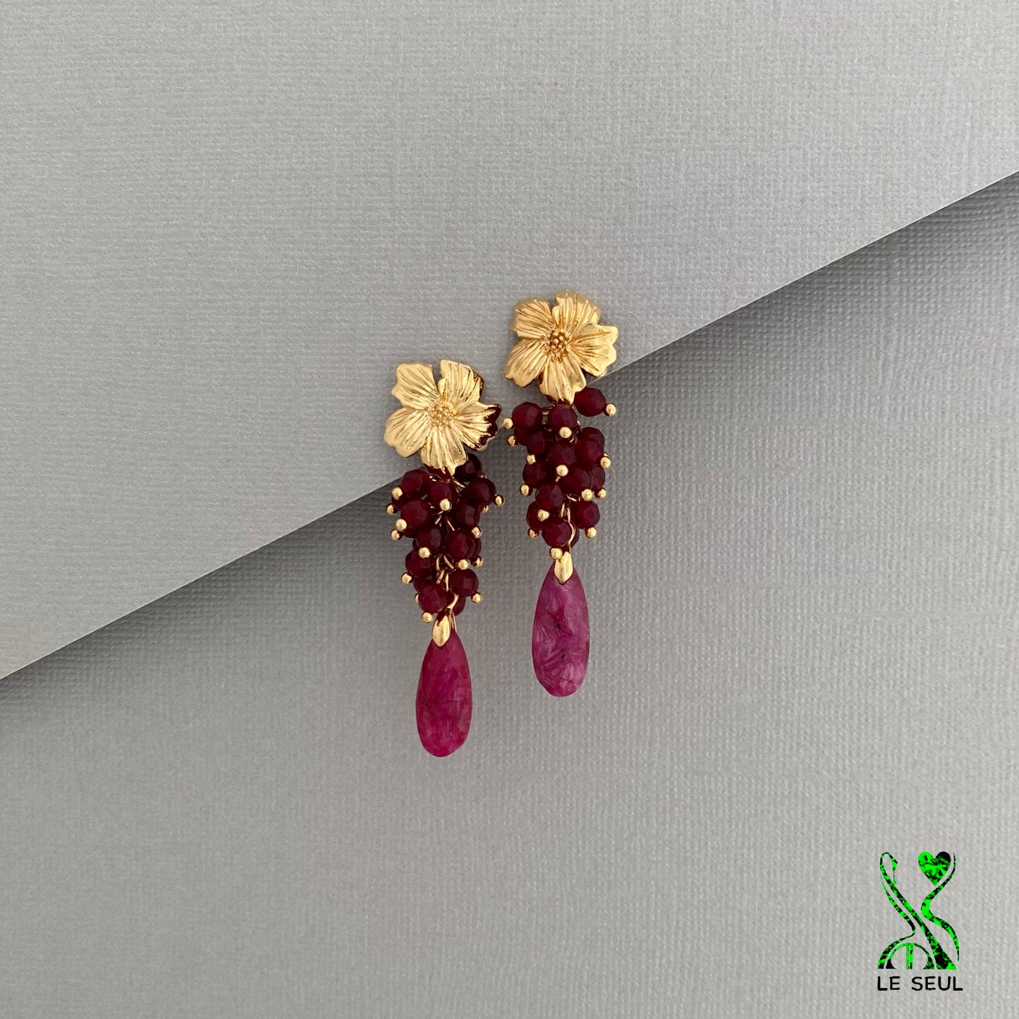 Red Ruby Gemstone Earrings, Handmade Jewelry