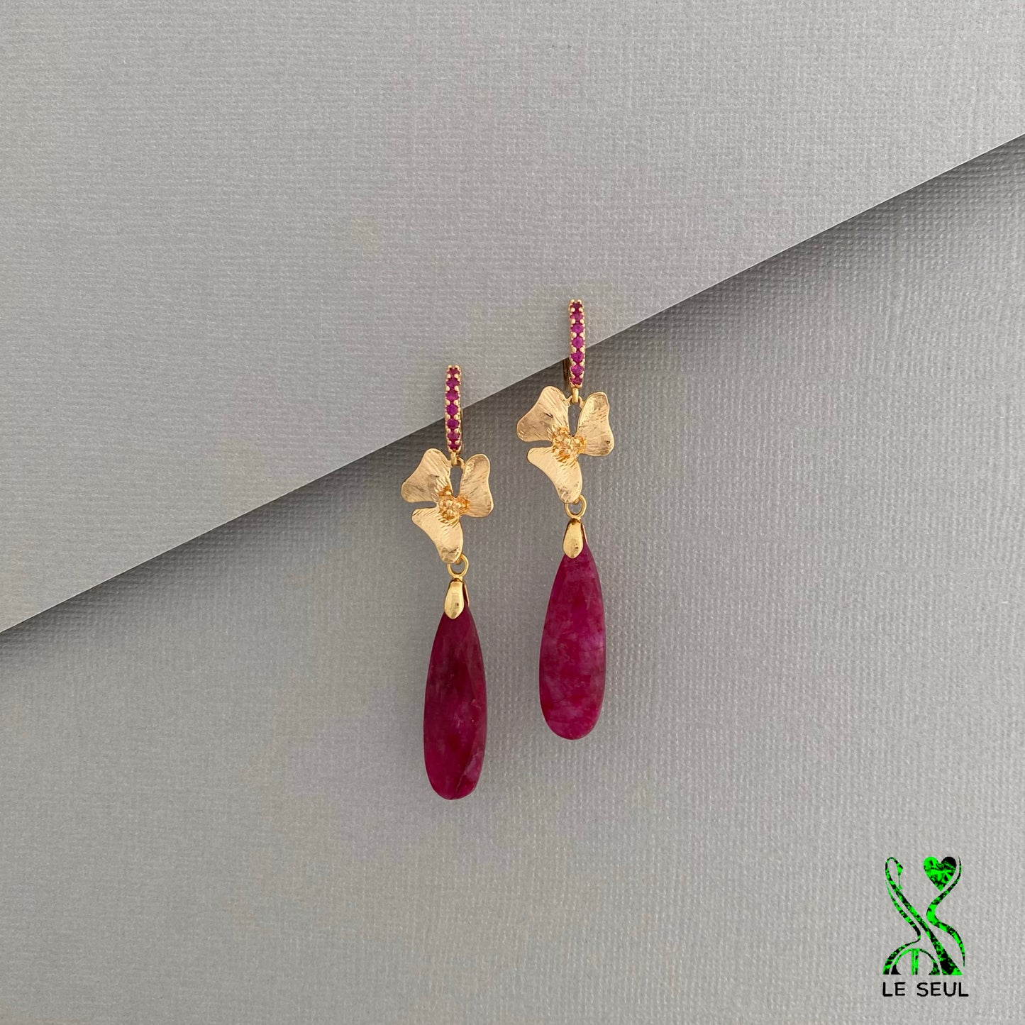 Red Ruby Gemstone Earrings, Handmade Jewelry