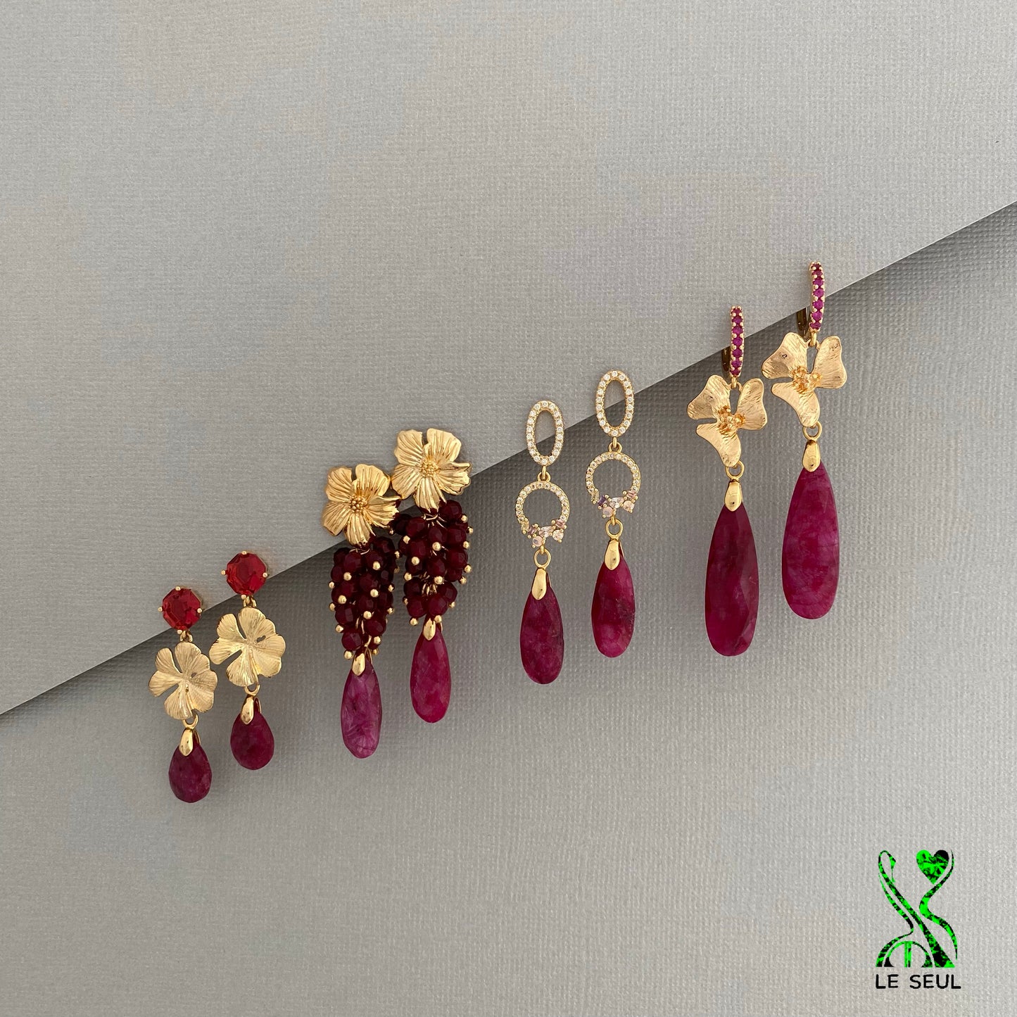Red Ruby Gemstone Earrings, Handmade Jewelry