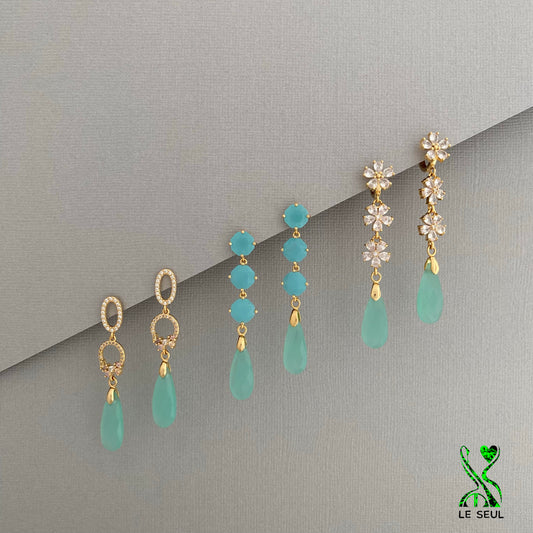 Aqua Chalcedony Earrings, Handmade Jewelry