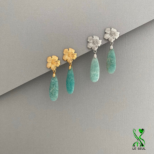 Amazonite Gemstone Earrings, Handmade Jewelry