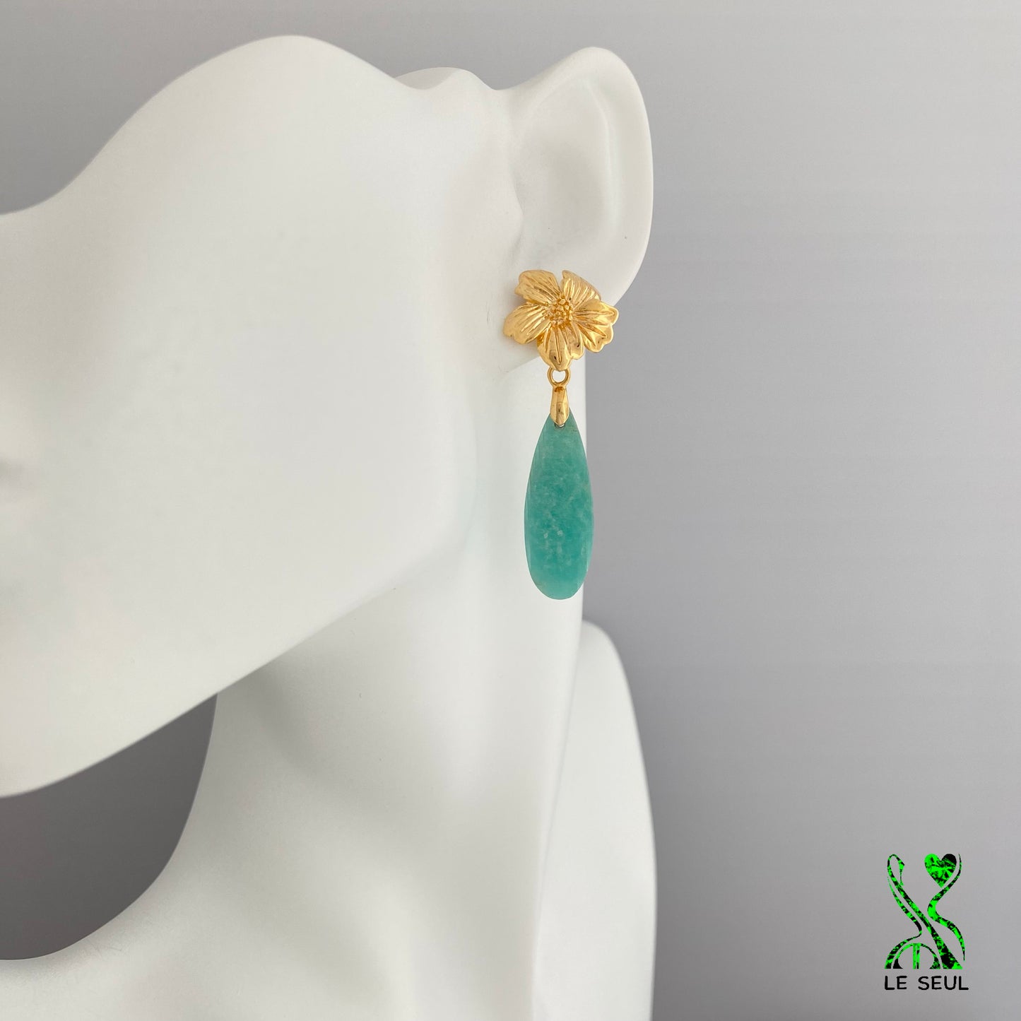 Amazonite Gemstone Earrings, Handmade Jewelry