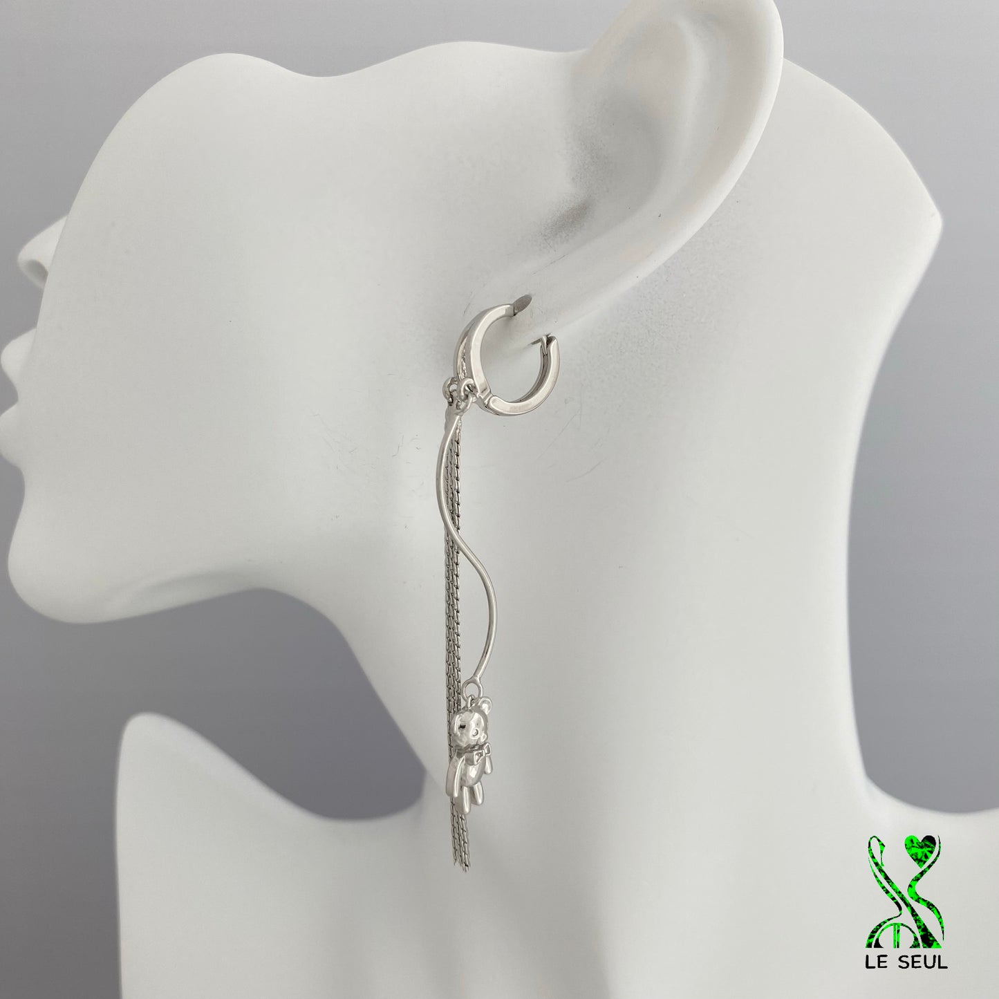 Teddy Bear Chain Earrings, Handmade Jewelry