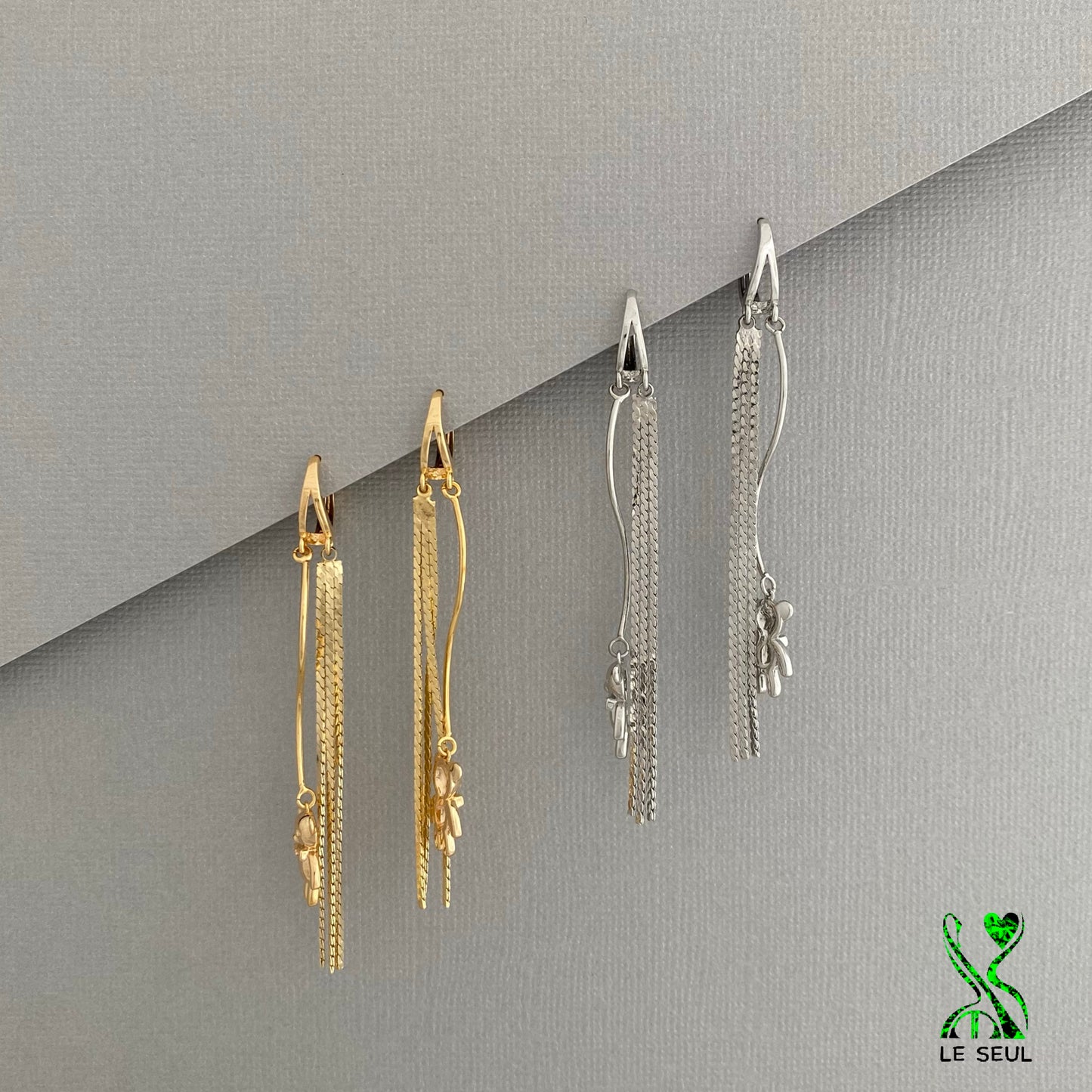 Teddy Bear Chain Earrings, Handmade Jewelry