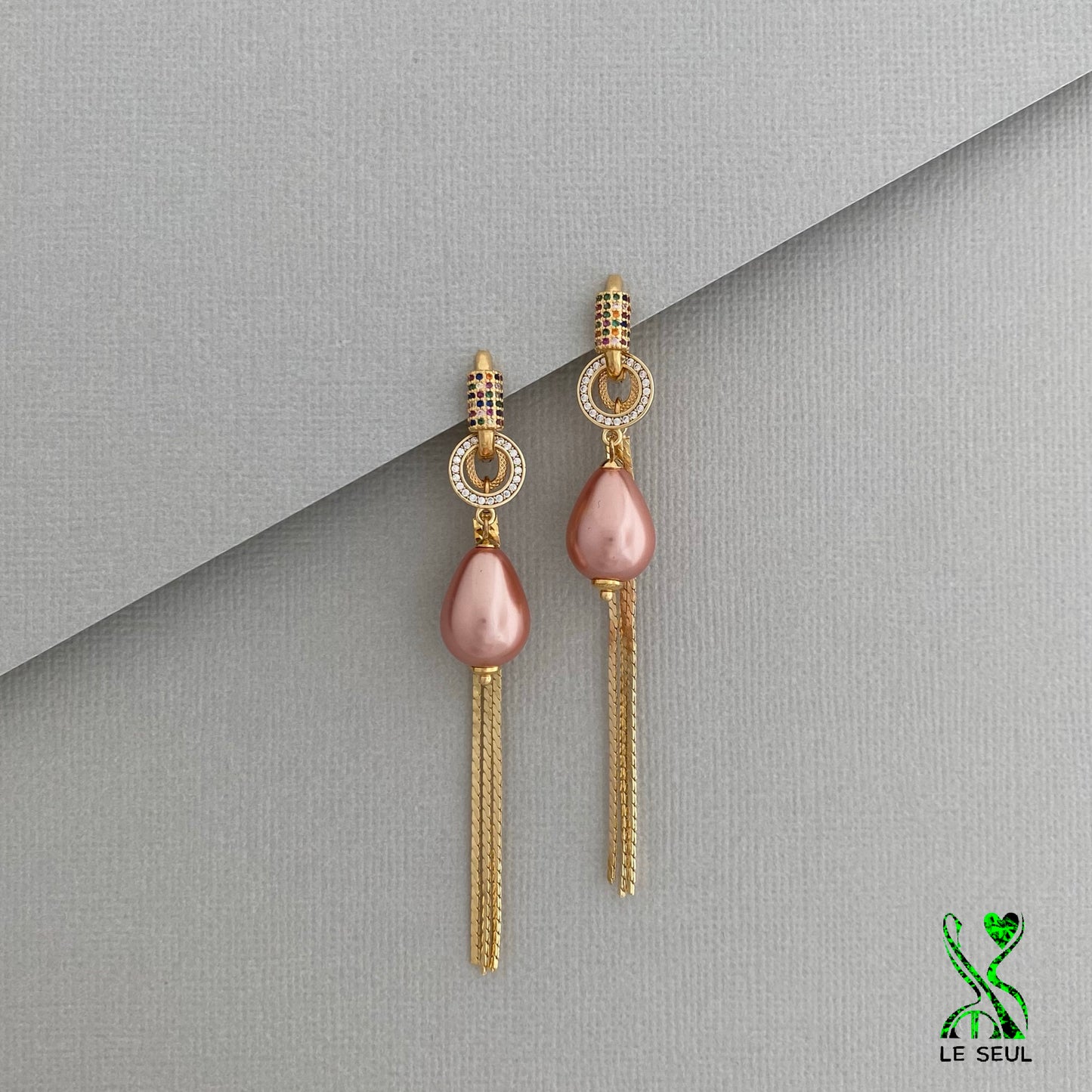 Pearl Chain Earrings, Handmade Jewelry